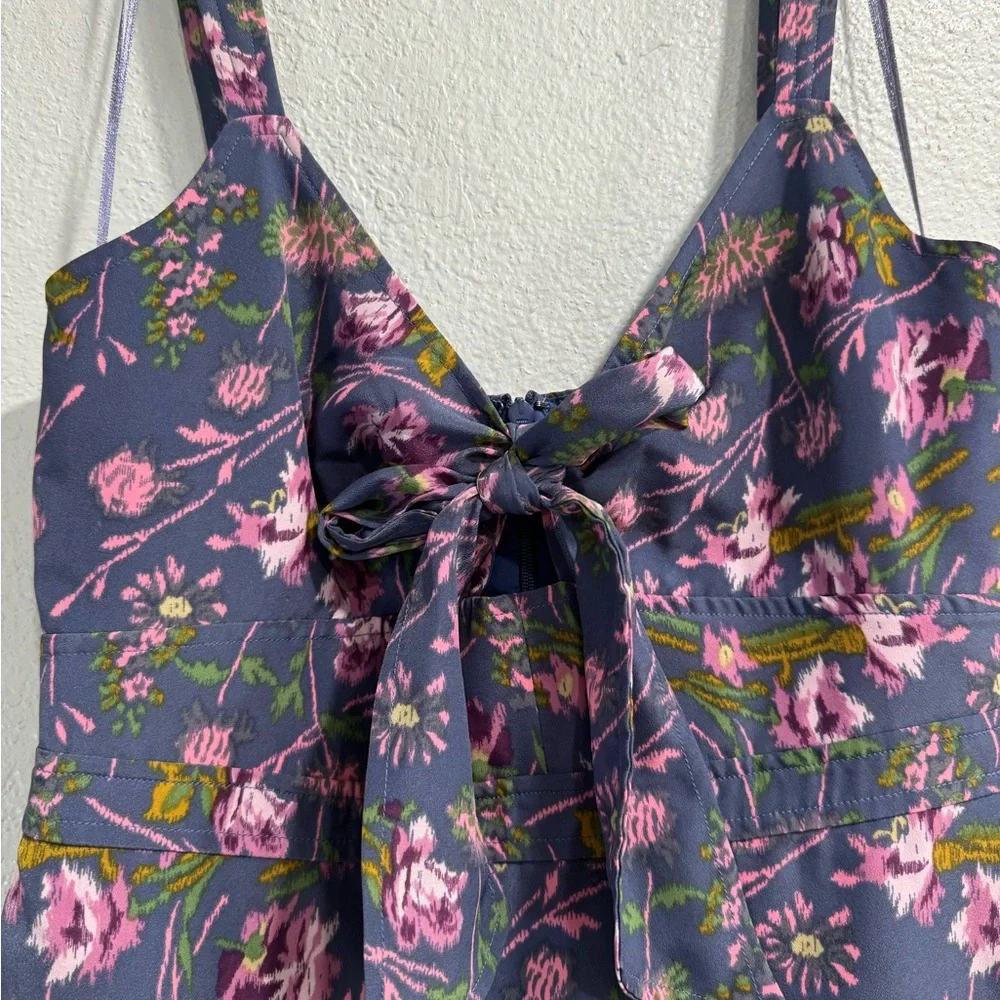 Likely Purple Floral Front Tie Tier Midi Dress - Picture 4 of 12
